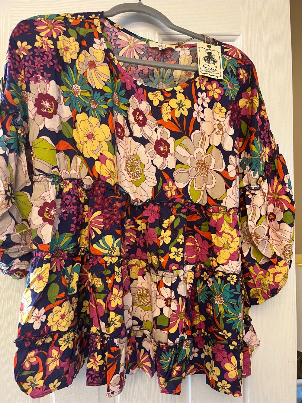 Easel Casual Floral Tiered Women's Top - Multicolor